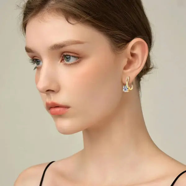 Moissanite Drop Earrings Silver Gold Plated 2.0CT Certified Wedding Jewelry