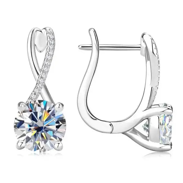 Moissanite Drop Earrings Silver Gold Plated 2.0CT Certified Wedding Jewelry - White Gold Color / China Mainland
