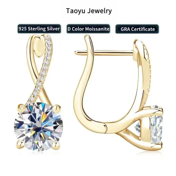Moissanite Drop Earrings Silver Gold Plated 2.0CT Certified Wedding Jewelry