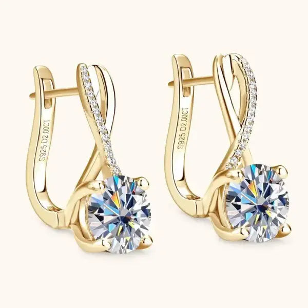 Moissanite Drop Earrings Silver Gold Plated 2.0CT Certified Wedding Jewelry