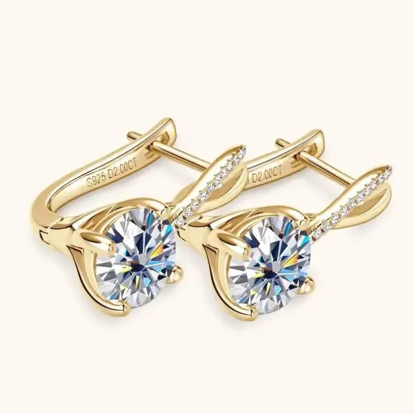 Moissanite Drop Earrings Silver Gold Plated 2.0CT Certified Wedding Jewelry