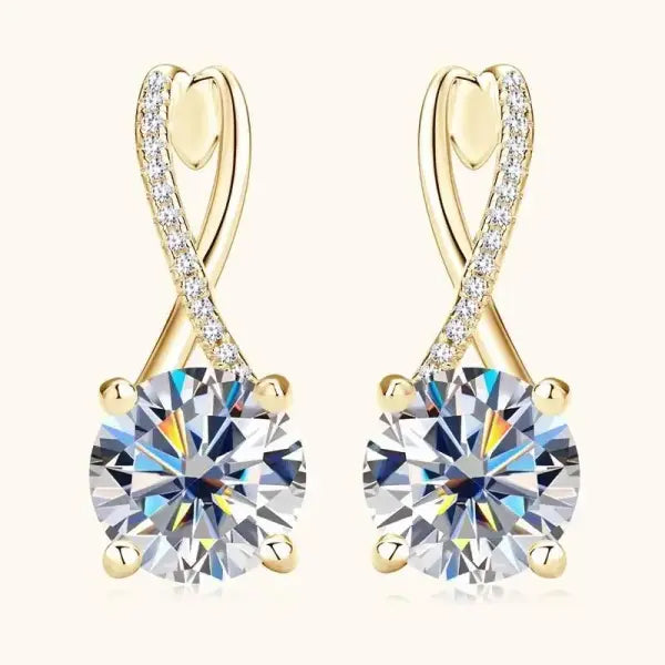 Moissanite Drop Earrings Silver Gold Plated 2.0CT Certified Wedding Jewelry