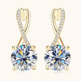 Moissanite Drop Earrings Silver Gold Plated 2.0CT Certified Wedding Jewelry