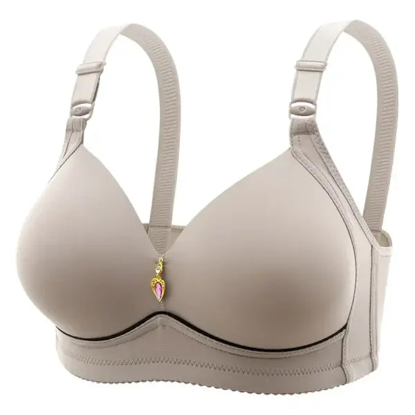 Mom Brassiere Without Steel Ring Breathable Gathered Ladies Underwear Non-magnetic Thin Cup Glossy Obese Female Ladies
