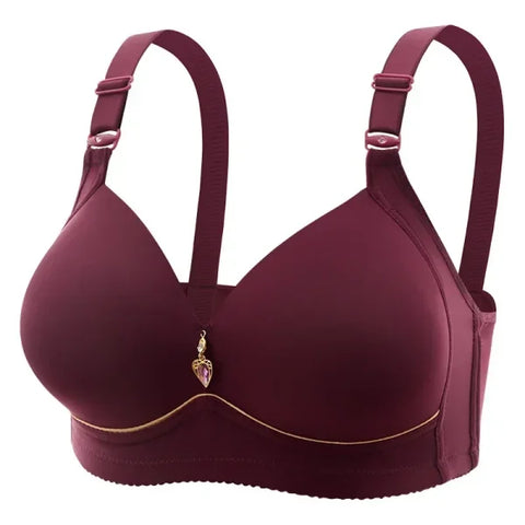 Mom Brassiere Without Steel Ring Breathable Gathered Ladies Underwear Non-magnetic Thin Cup Glossy Obese Female Ladies