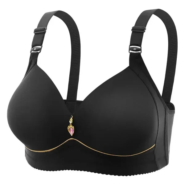 Mom Brassiere Without Steel Ring Breathable Gathered Ladies Underwear Non-magnetic Thin Cup Glossy Obese Female Ladies
