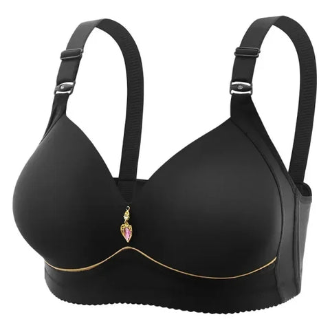 Mom Brassiere Without Steel Ring Breathable Gathered Ladies Underwear Non-magnetic Thin Cup Glossy Obese Female Ladies