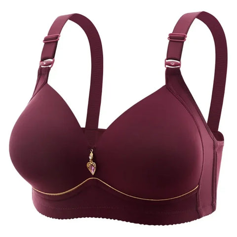 Mom Brassiere Without Steel Ring Breathable Gathered Ladies Underwear Non-magnetic Thin Cup Glossy Obese Female Ladies