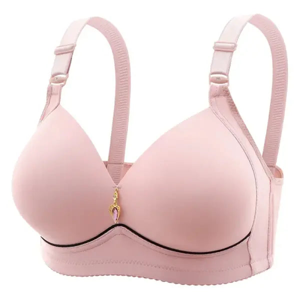 Mom Brassiere Without Steel Ring Breathable Gathered Ladies Underwear Non-magnetic Thin Cup Glossy Obese Female Ladies