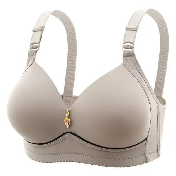 Mom Brassiere Without Steel Ring Breathable Gathered Ladies Underwear Non-magnetic Thin Cup Glossy Obese Female Ladies