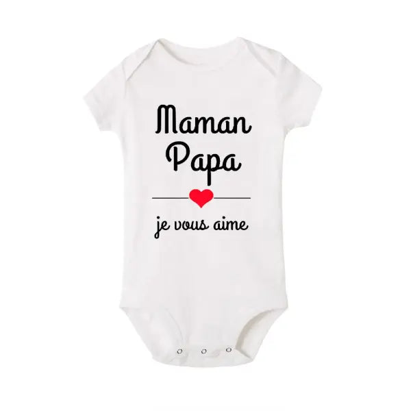 Mom & Dad I Love You” Baby Bodysuit – Newborn Boys & Girls Outfit Mother’s & Father’s Day Gift - RZ702-SRPWH / 18M
