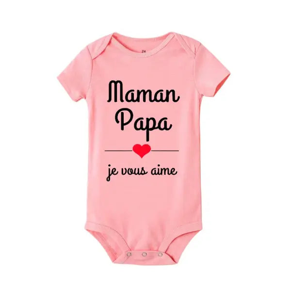 Mom & Dad I Love You” Baby Bodysuit – Newborn Boys & Girls Outfit Mother’s & Father’s Day Gift - RZ702-SRPPK / 9M