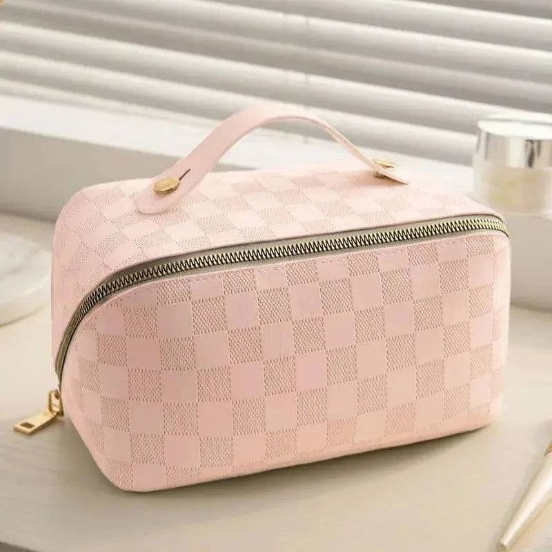 Mona Cosmetic Bag - Pink-Plaid