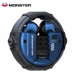 Monster XKT10 earphones: blue and black folding headphones with padded ear cups
