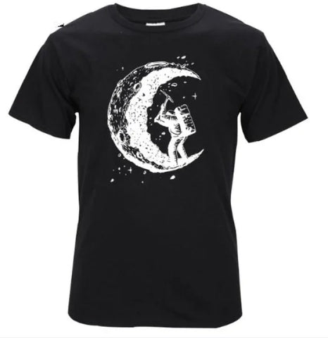 Moon Print Casual Top with Size Length Bust and Sleeve Measurements - Himpall