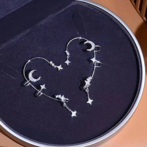 Moon Splash Star River Design Ear Clip - A pair