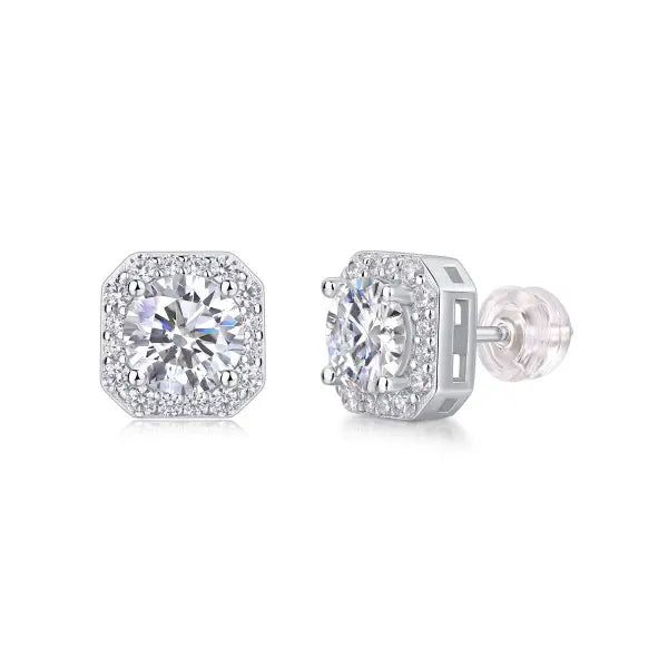 Mosan Diamond Rose Stud Earrings Silver Prohibited Sales Luxury Style - A pair of earrings - Earrings