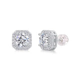 Mosan Diamond Rose Stud Earrings Silver Prohibited Sales Luxury Style - A pair of earrings - Earrings