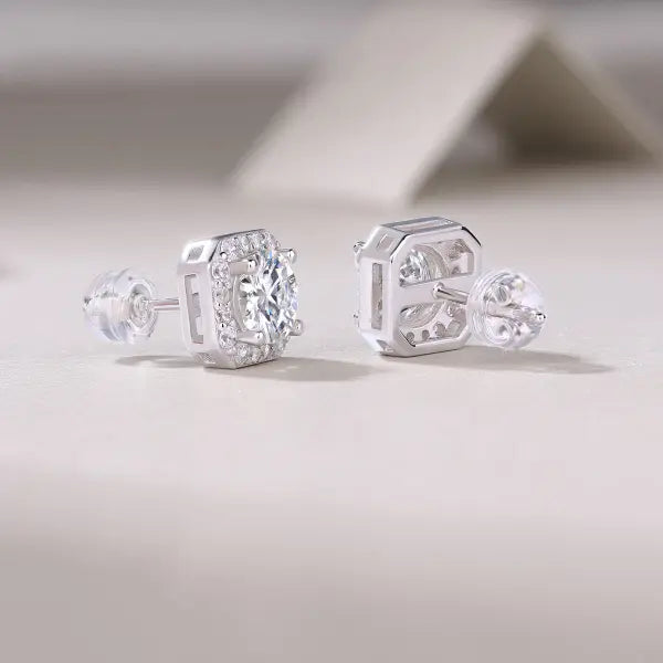 Mosan Diamond Rose Stud Earrings Silver Prohibited Sales Luxury Style - A pair of earrings - Earrings