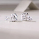 Mosan Diamond Rose Stud Earrings Silver Prohibited Sales Luxury Style - A pair of earrings - Earrings