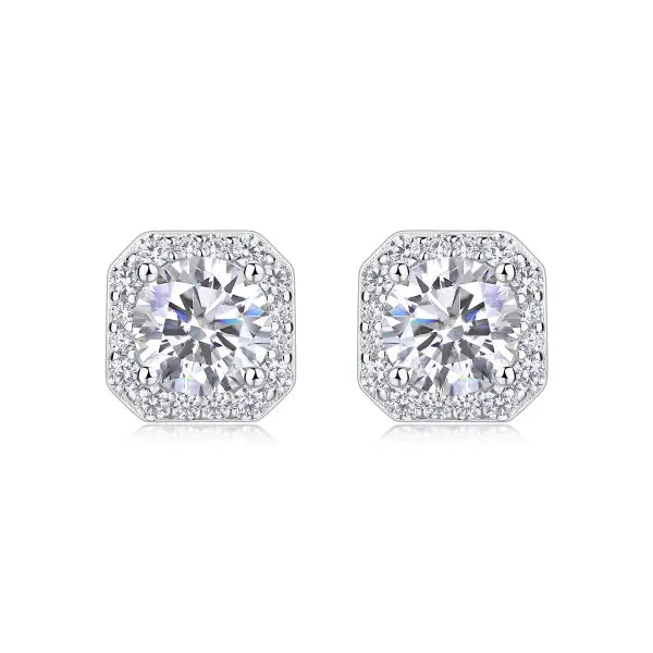 Mosan Diamond Rose Stud Earrings Silver Prohibited Sales Luxury Style - A pair of earrings - Earrings