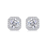 Mosan Diamond Rose Stud Earrings Silver Prohibited Sales Luxury Style - A pair of earrings - Earrings