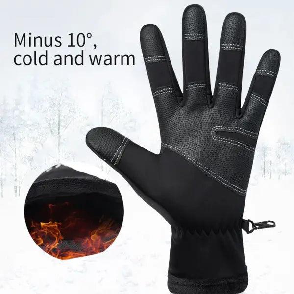 Winter Motorcycle Gloves – Thermal Fleece Lined Full Finger Waterproof Riding Gloves