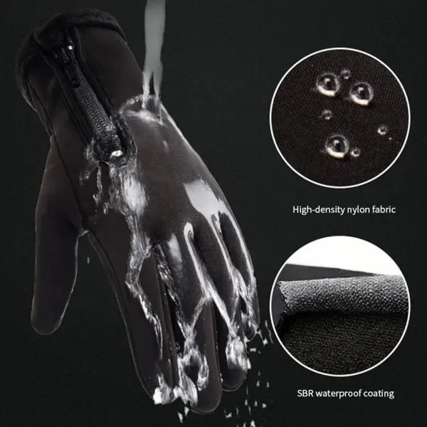 Winter Motorcycle Gloves – Thermal Fleece Lined Full Finger Waterproof Riding Gloves