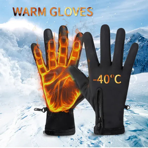 Winter Motorcycle Gloves – Thermal Fleece Lined Full Finger Waterproof Riding Gloves