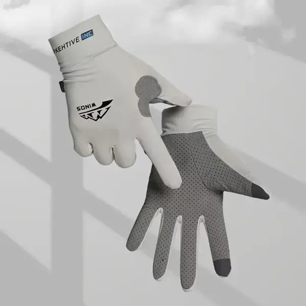 Ice riding gloves breathable nylon unisex summer fishing - GRAY / M