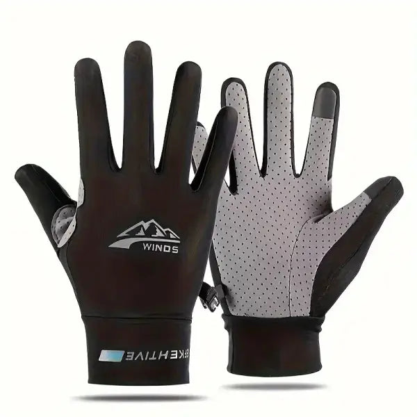 Ice riding gloves breathable nylon unisex summer fishing - black / M