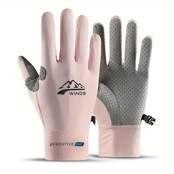 Ice riding gloves breathable nylon unisex summer fishing - pink / L