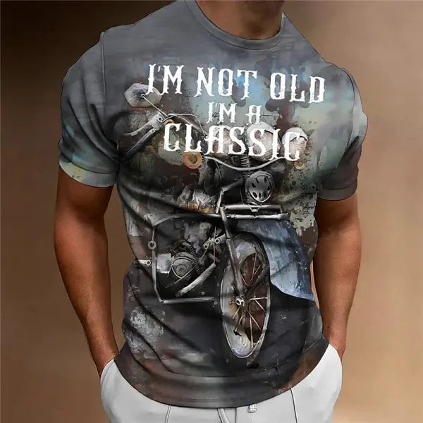 Motorcycle T-shirt Men 3D Print Short Sleeve Vintage Classics TShirt For Mens Street Ride Biker Shirts Tops Oversized