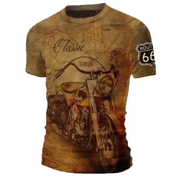 Motorcycle T-shirt Men 3D Print Short Sleeve Vintage Classics TShirt For Mens Street Ride Biker Shirts Tops Oversized