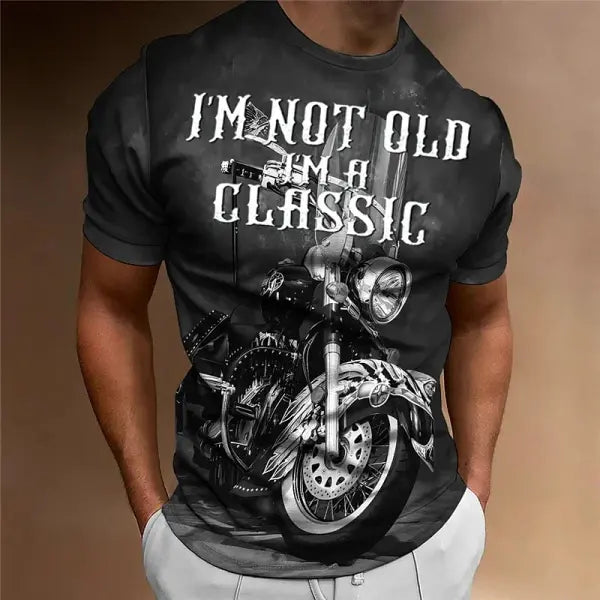 Motorcycle T-shirt Men 3D Print Short Sleeve Vintage Classics TShirt For Mens Street Ride Biker Shirts Tops Oversized