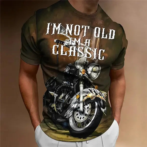 Motorcycle T-shirt Men 3D Print Short Sleeve Vintage Classics TShirt For Mens Street Ride Biker Shirts Tops Oversized