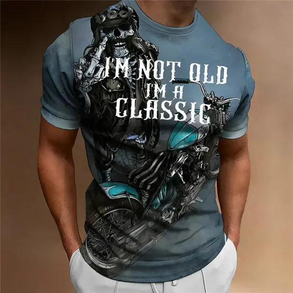 Motorcycle T-shirt Men 3D Print Short Sleeve Vintage Classics TShirt For Mens Street Ride Biker Shirts Tops Oversized