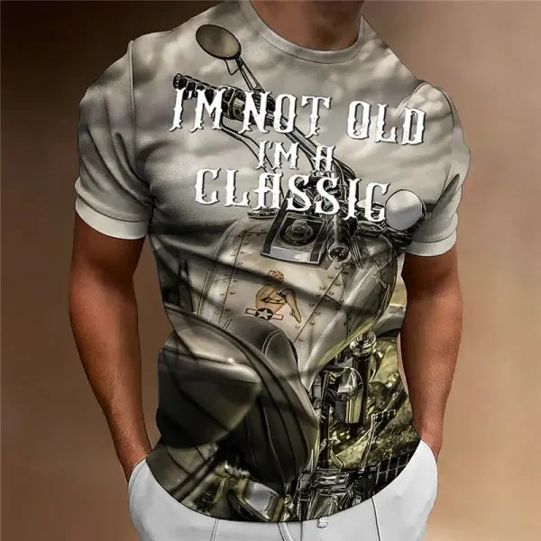 Motorcycle T-shirt Men 3D Print Short Sleeve Vintage Classics TShirt For Mens Street Ride Biker Shirts Tops Oversized