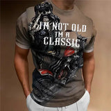 Motorcycle T-shirt Men 3D Print Short Sleeve Vintage Classics TShirt For Mens Street Ride Biker Shirts Tops Oversized
