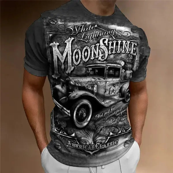 Motorcycle T-shirt Men 3D Print Short Sleeve Vintage Classics TShirt For Mens Street Ride Biker Shirts Tops Oversized