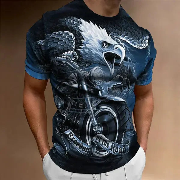 Motorcycle T-shirt Men 3D Print Short Sleeve Vintage Classics TShirt For Mens Street Ride Biker Shirts Tops Oversized