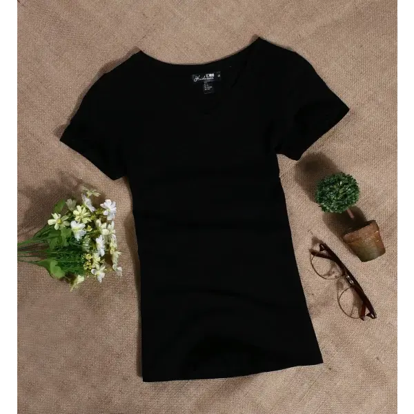 Women’s Slim Fit Cotton T-Shirt - Soft Essential Short Sleeve Basic Tee
