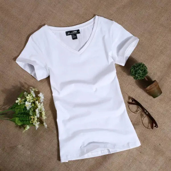 Women’s Slim Fit Cotton T-Shirt - Soft Essential Short Sleeve Basic Tee