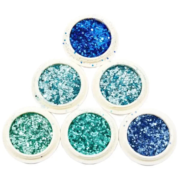 Multi-Box Holographic Nail Glitter Set - Gold Bottle DIY Flake & Mermaid Sequins - Himpall
