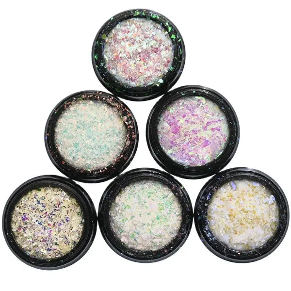 Multi-Box Holographic Nail Glitter Set - Gold Bottle DIY Flake & Mermaid Sequins - Himpall