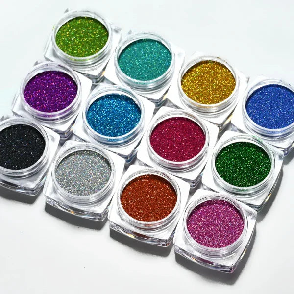 Multi-Box Holographic Nail Glitter Set - Gold Bottle DIY Flake & Mermaid Sequins - Himpall