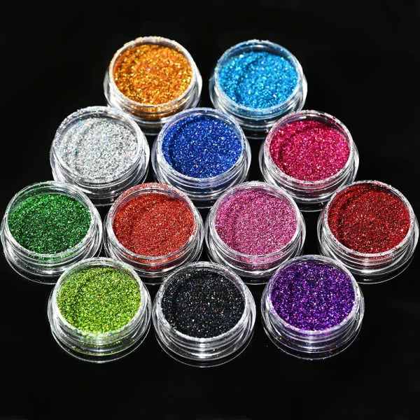 Multi-Box Holographic Nail Glitter Set - Gold Bottle DIY Flake & Mermaid Sequins - Himpall