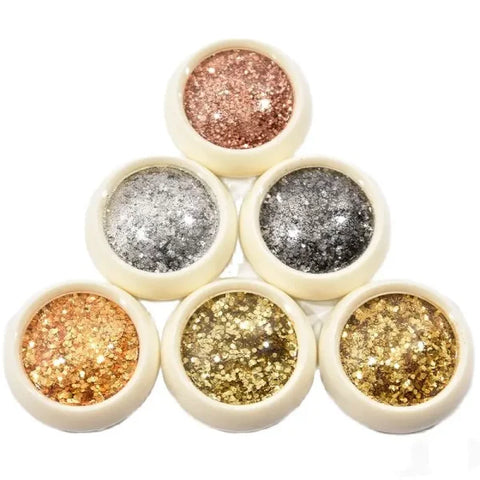 Multi-Box Holographic Nail Glitter Set - Gold Bottle DIY Flake & Mermaid Sequins - Himpall