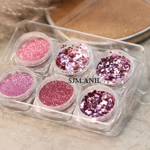 Multi-Box Holographic Nail Glitter Set - Gold Bottle DIY Flake & Mermaid Sequins - Himpall