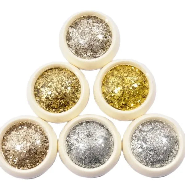 Multi-Box Holographic Nail Glitter Set - Gold Bottle DIY Flake & Mermaid Sequins - Himpall